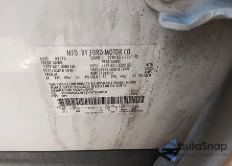 2013 Ford Explorer Xlt z USA, uszkodzony, nr VIN 1FM5K8D87DGC60662